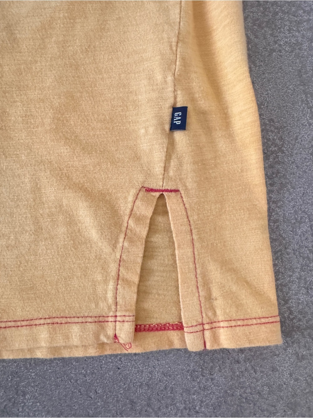 Gap XL Golden Mustard T-Shirt Dress Cotton Modal Short Sleeve Side Slits - Picture 5 of 8